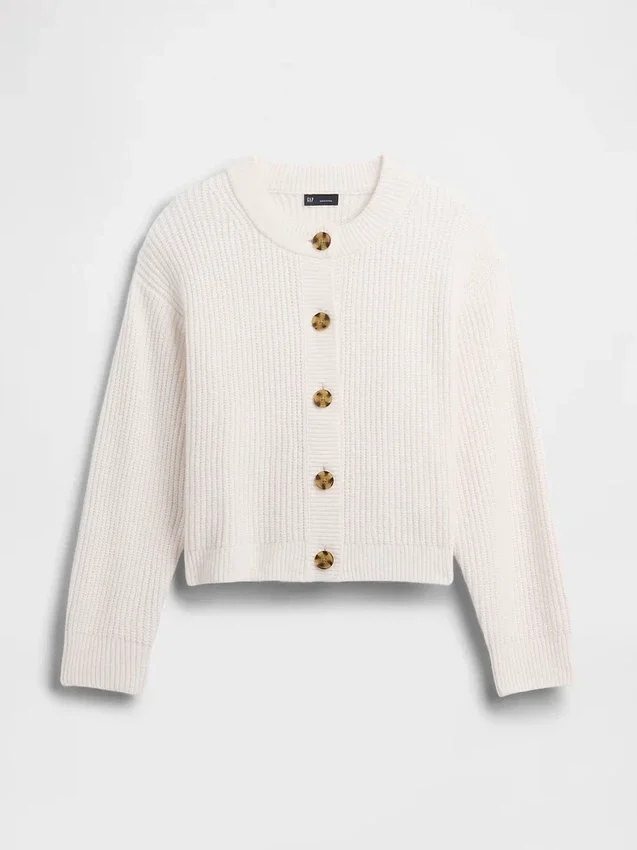CashSoft Oversize-Strickjacke im Shaker-Stitch-Look