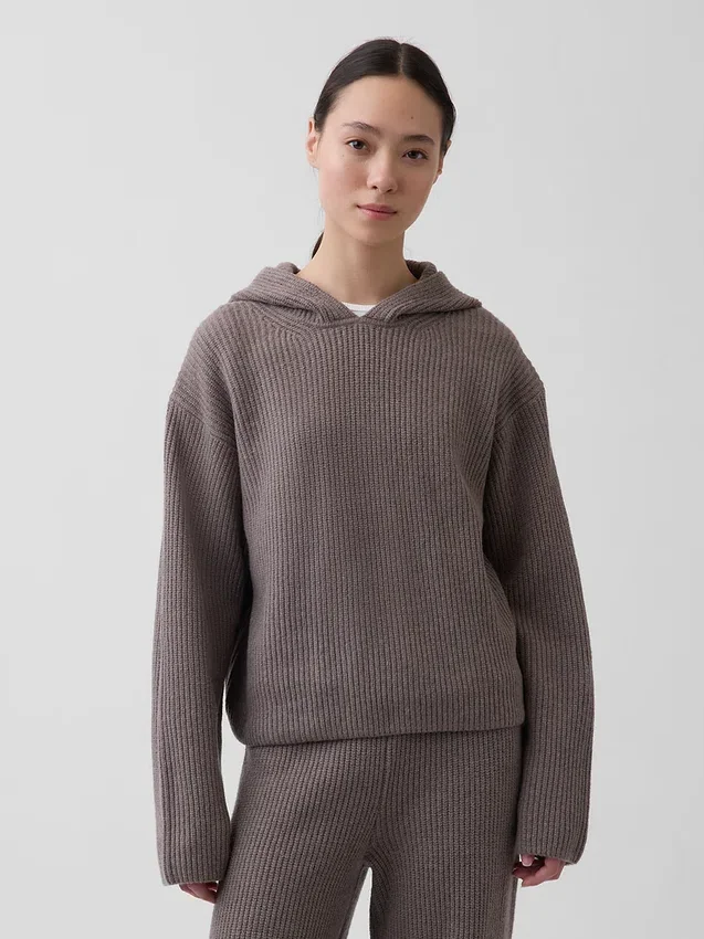 CashSoft Oversized-Hoodie mit Shaker-Stitch-Muster