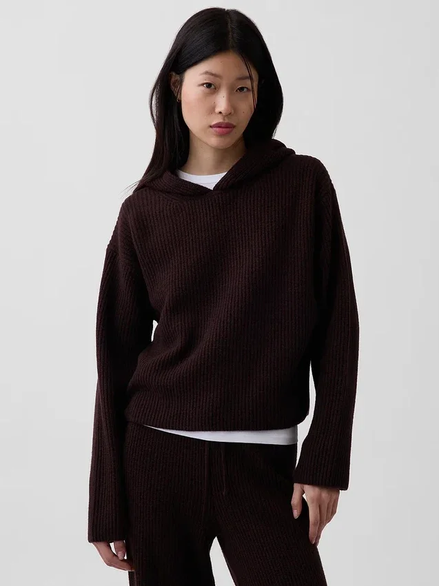 CashSoft Oversized-Hoodie mit Shaker-Stitch-Muster