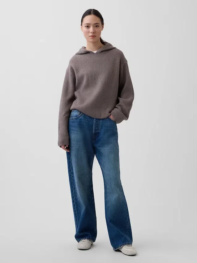 CashSoft Oversized-Hoodie mit Shaker-Stitch-Muster