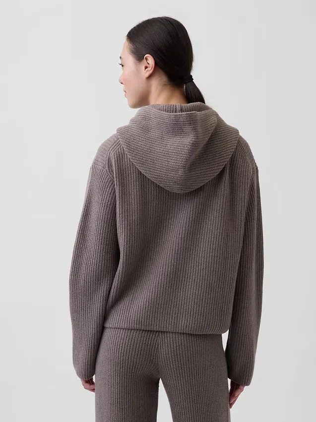 CashSoft Oversized-Hoodie mit Shaker-Stitch-Muster
