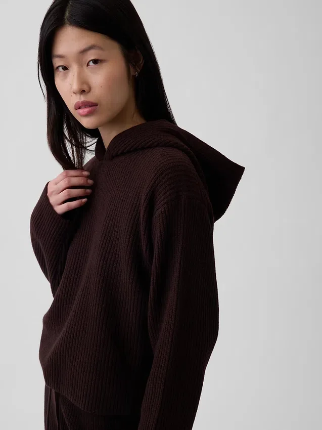 CashSoft Oversized-Hoodie mit Shaker-Stitch-Muster