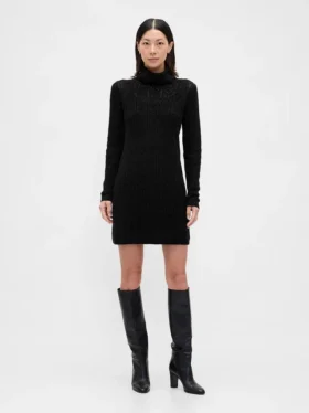 CashSoft Pointelle-Rollkragen-Pullover-Kleid