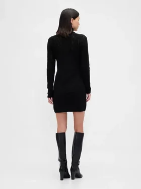 CashSoft Pointelle-Rollkragen-Pullover-Kleid