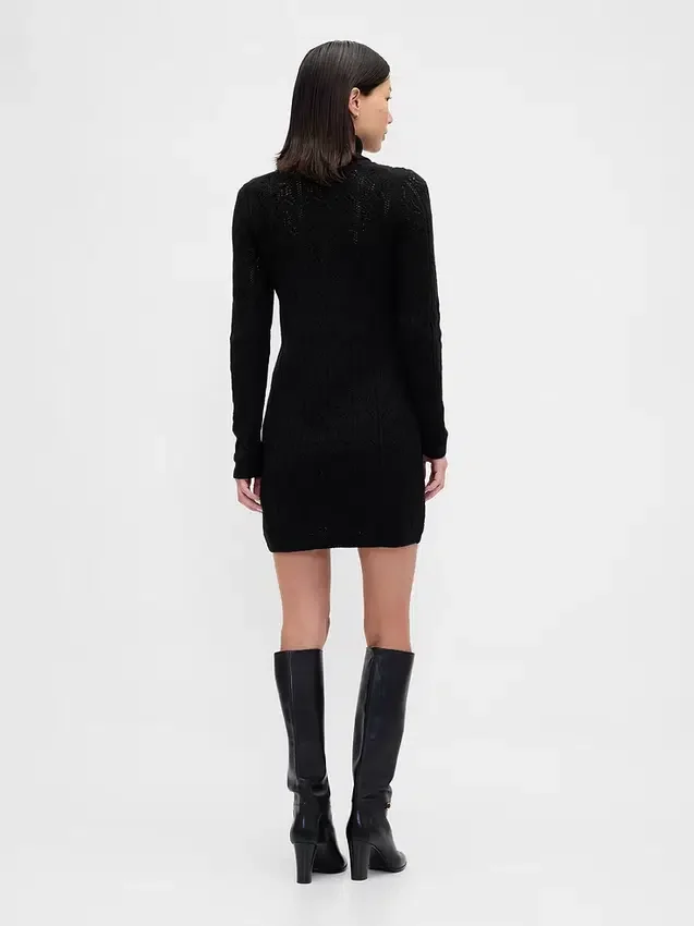 CashSoft Pointelle-Rollkragen-Pullover-Kleid