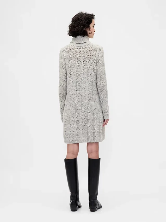 CashSoft Pointelle-Rollkragen-Pullover-Kleid