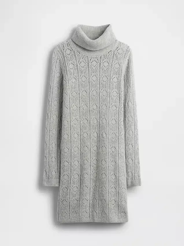 CashSoft Pointelle-Rollkragen-Pullover-Kleid