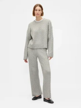CashSoft-Pullover-Hose mit Zopfmuster