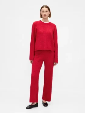 CashSoft-Pullover-Hose mit Zopfmuster