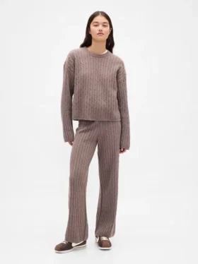 CashSoft-Pullover-Hose mit Zopfmuster