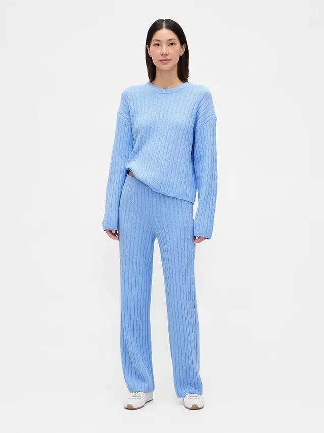 CashSoft-Pullover-Hose mit Zopfmuster