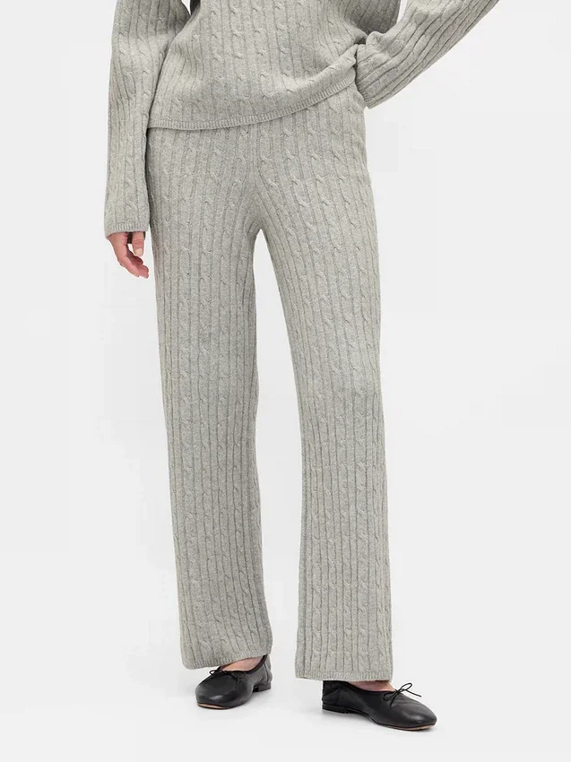 CashSoft-Pullover-Hose mit Zopfmuster