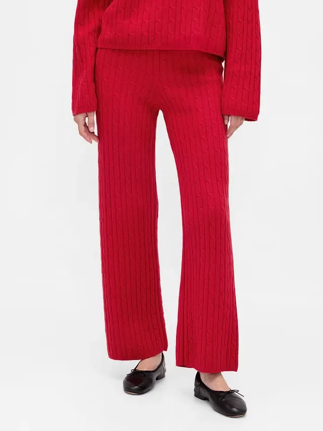 CashSoft-Pullover-Hose mit Zopfmuster