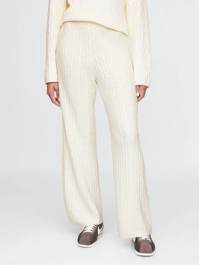 CashSoft-Pullover-Hose mit Zopfmuster