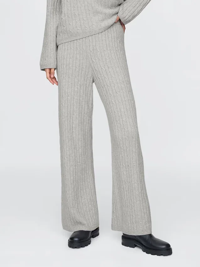 CashSoft-Pullover-Hose mit Zopfmuster