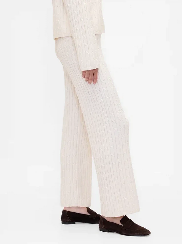 CashSoft-Pullover-Hose mit Zopfmuster
