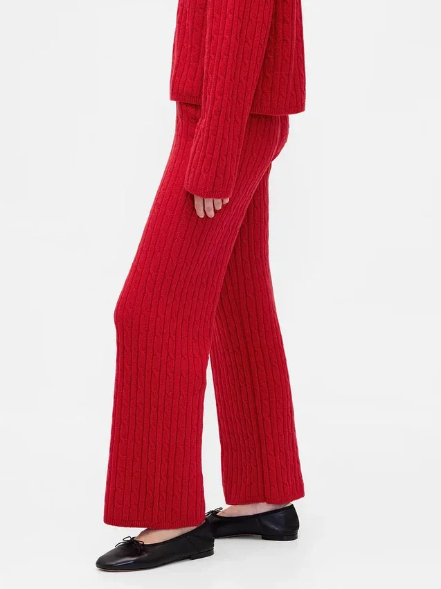 CashSoft-Pullover-Hose mit Zopfmuster