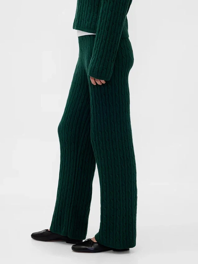 CashSoft-Pullover-Hose mit Zopfmuster