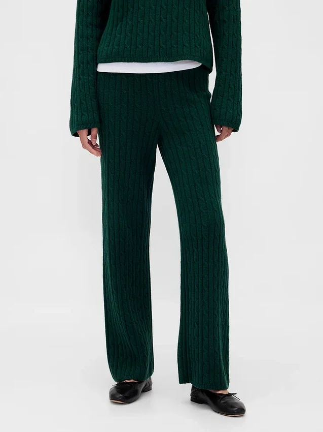 CashSoft-Pullover-Hose mit Zopfmuster