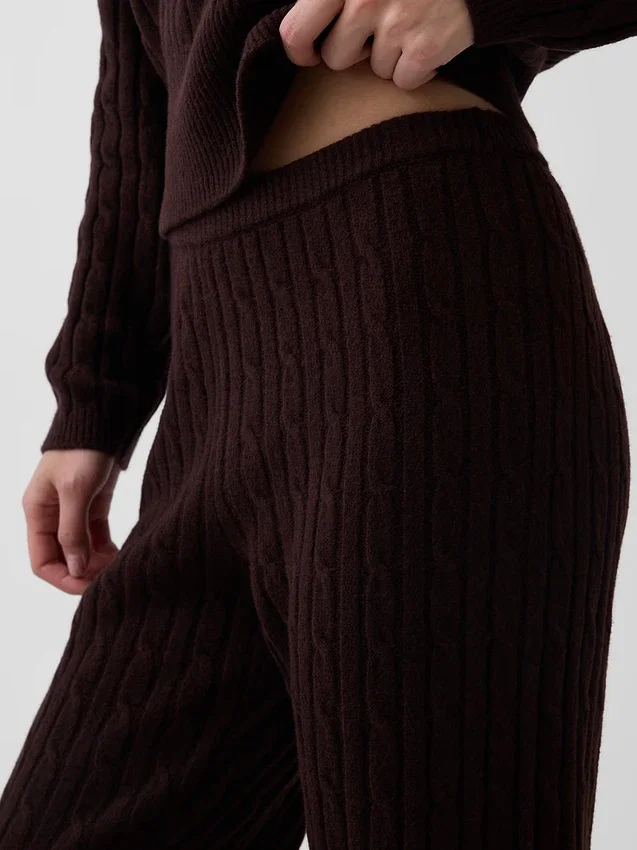 CashSoft-Pullover-Hose mit Zopfmuster