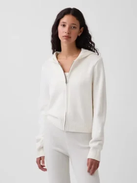 CashSoft-Pullover – Kurzer Kapuzenpullover mit Reißverschluss