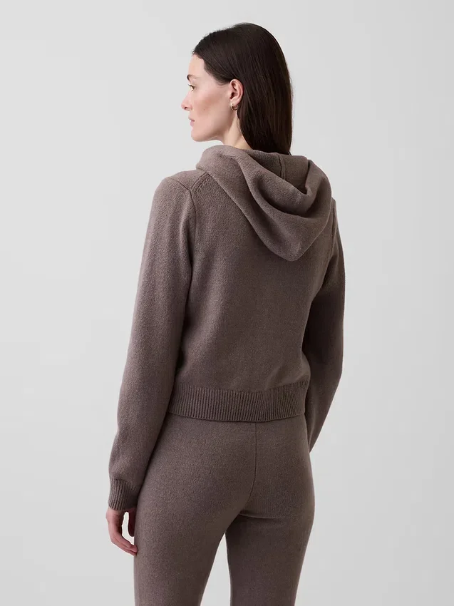 CashSoft-Pullover – Kurzer Kapuzenpullover mit Reißverschluss