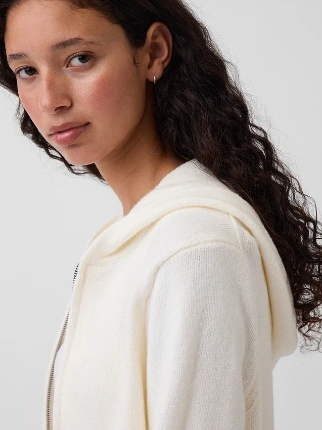 CashSoft-Pullover – Kurzer Kapuzenpullover mit Reißverschluss