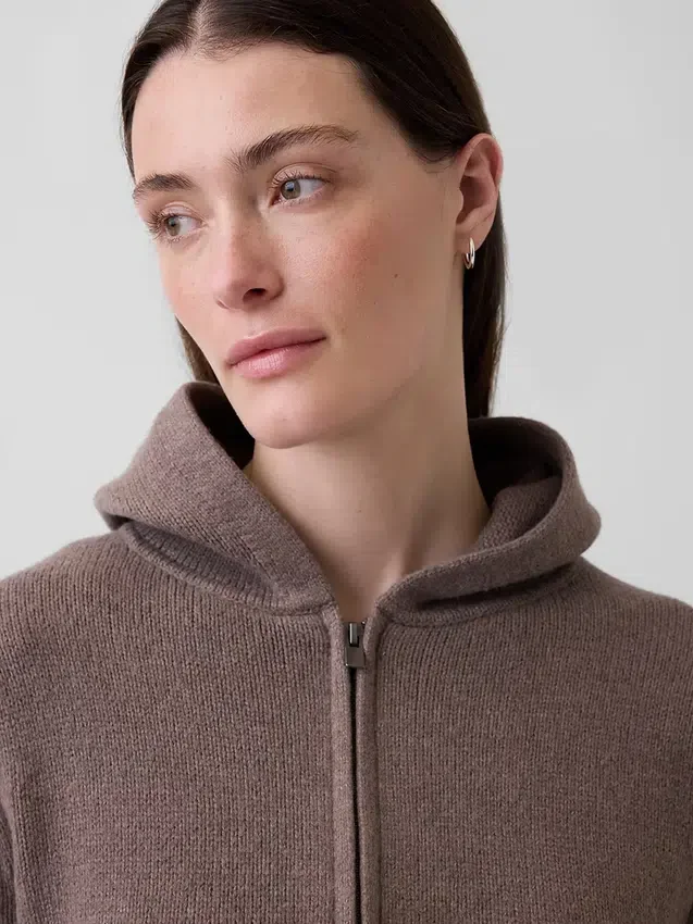 CashSoft-Pullover – Kurzer Kapuzenpullover mit Reißverschluss