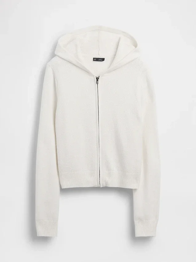 CashSoft-Pullover – Kurzer Kapuzenpullover mit Reißverschluss
