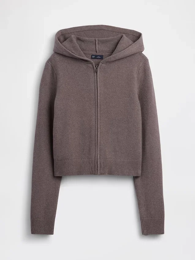 CashSoft-Pullover – Kurzer Kapuzenpullover mit Reißverschluss