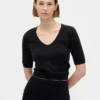 CashSoft-Pullover mit Ellbogenärmeln und verkürzter Passform