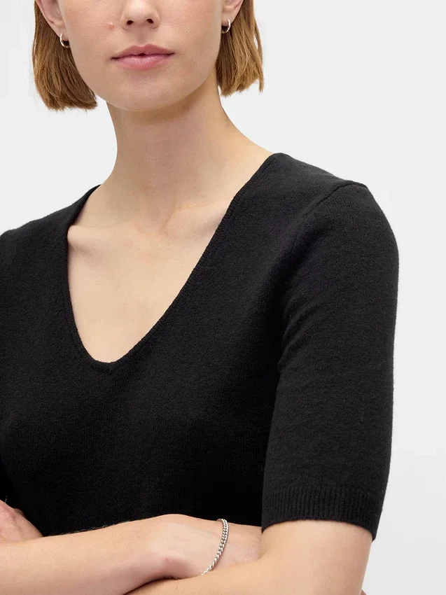 CashSoft-Pullover mit Ellbogenärmeln und verkürzter Passform