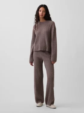 CashSoft-Pullover mit lockerem Zopfmuster als Hose