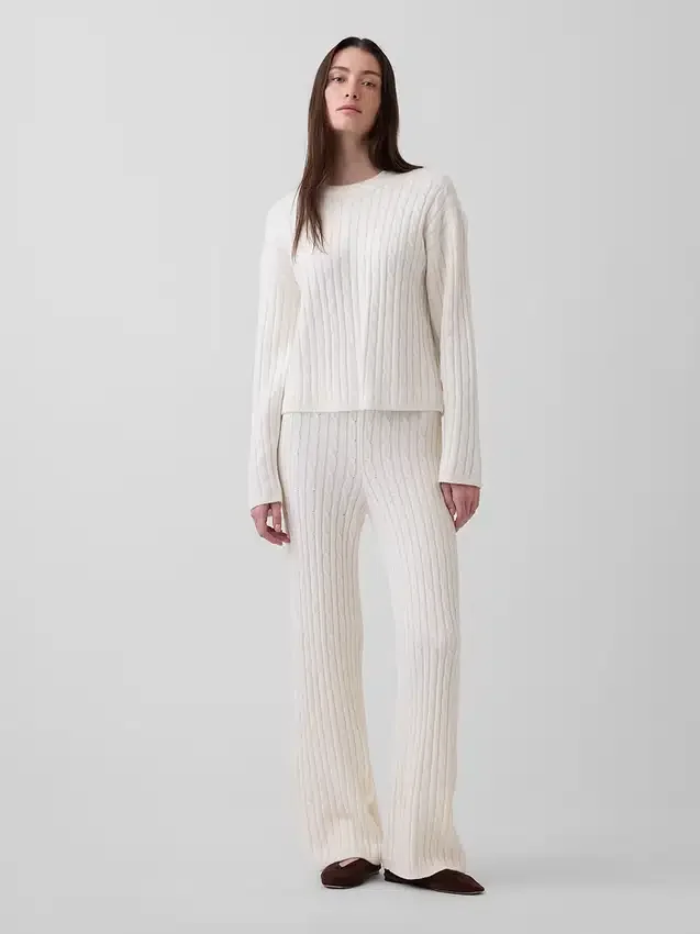 CashSoft-Pullover mit lockerem Zopfmuster als Hose