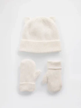 CashSoft-Set mit Bärenmütze und Fäustlingen für Baby & Kleinkind