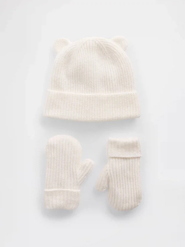 CashSoft-Set mit Bärenmütze und Fäustlingen für Baby & Kleinkind