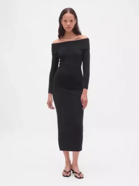 CashSoft Stretch-Midi-Pullover mit schulterfreiem Ausschnitt