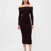 CashSoft Stretch-Midi-Pullover mit schulterfreiem Ausschnitt