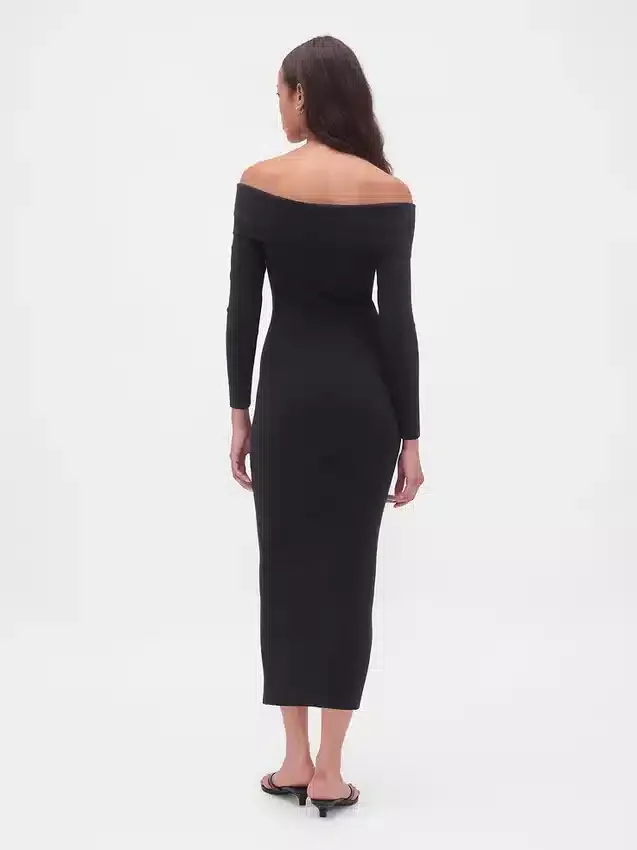 CashSoft Stretch-Midi-Pullover mit schulterfreiem Ausschnitt