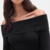 CashSoft Stretch-Midi-Pullover mit schulterfreiem Ausschnitt