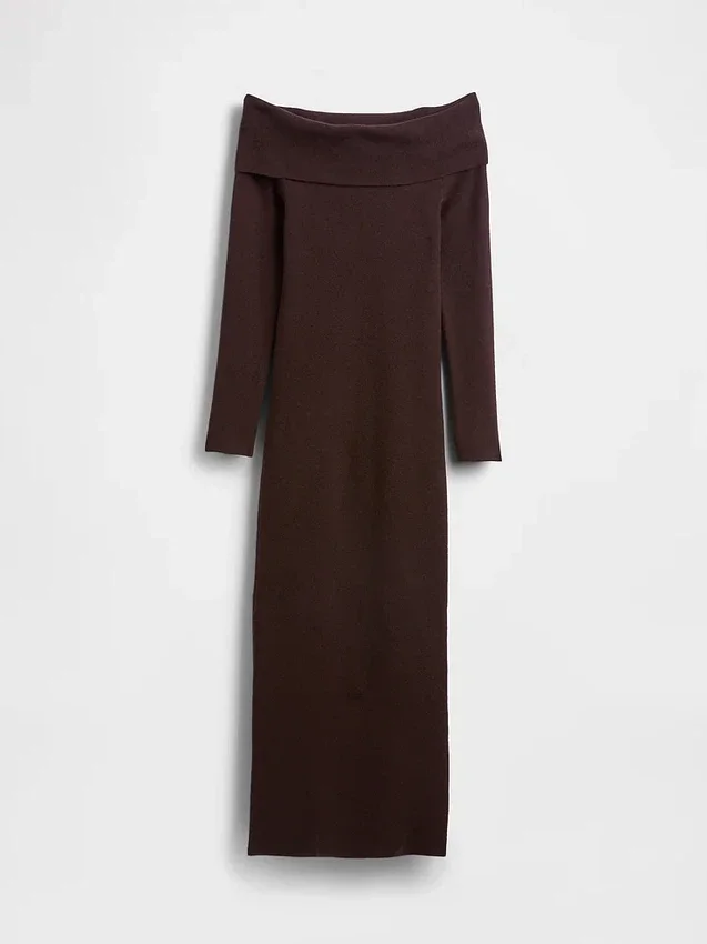 CashSoft Stretch-Midi-Pullover mit schulterfreiem Ausschnitt