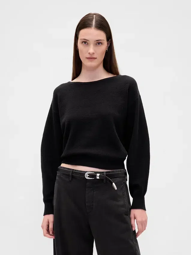 CashSoft Stretch-Pullover mit Laternenärmeln