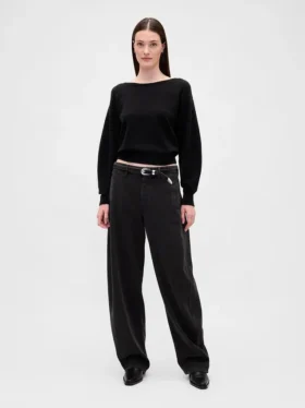 CashSoft Stretch-Pullover mit Laternenärmeln