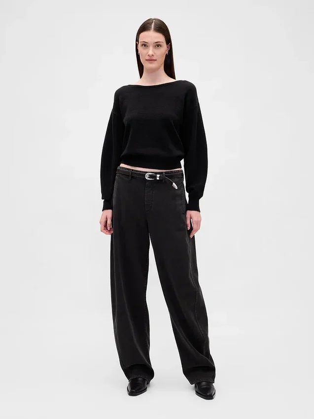CashSoft Stretch-Pullover mit Laternenärmeln