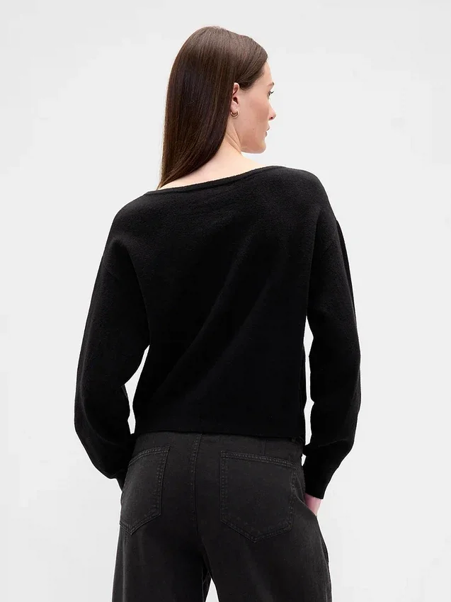 CashSoft Stretch-Pullover mit Laternenärmeln