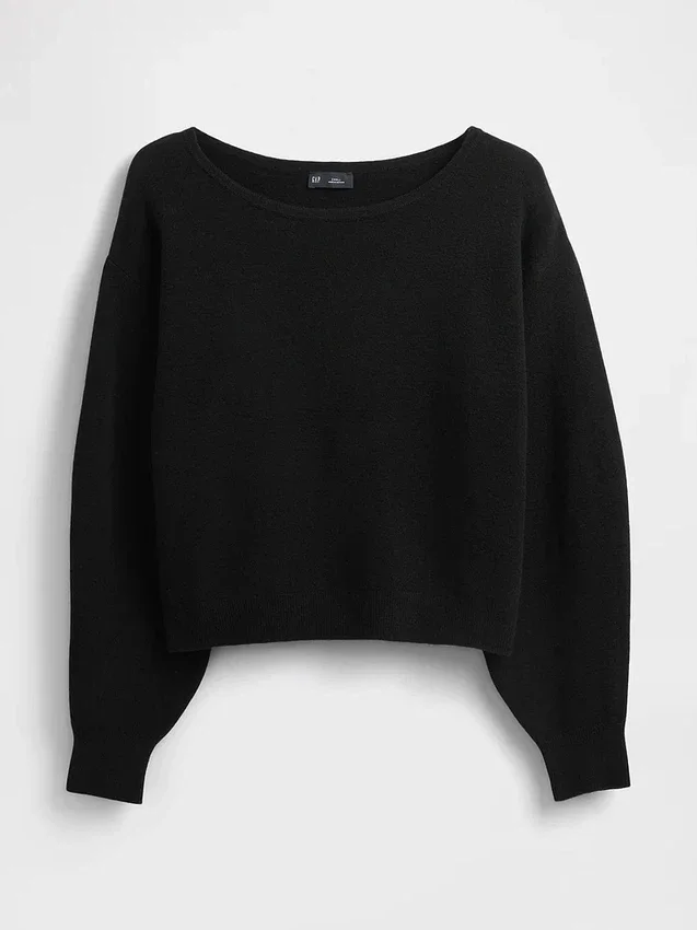 CashSoft Stretch-Pullover mit Laternenärmeln