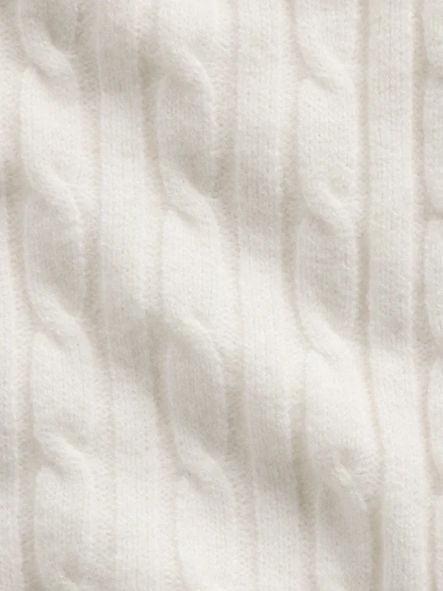 CashSoft-Strickjacke mit Zopfmuster, kurz geschnitten und Reißverschluss