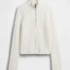 CashSoft-Strickjacke mit Zopfmuster, kurz geschnitten und Reißverschluss