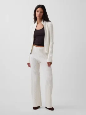 CashSoft-Strickpullover mit Zopfmuster und Bootcut-Hose