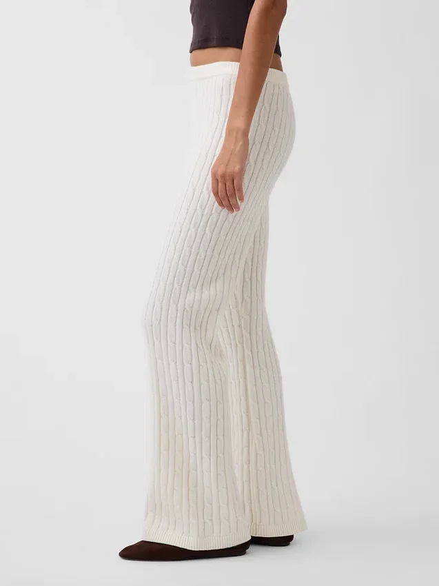 CashSoft-Strickpullover mit Zopfmuster und Bootcut-Hose